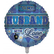 Foil Balloon Husband With Love 2 Designs Double Sided