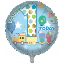 Foil Balloon Age 1 Train 2 Designs Double Sided