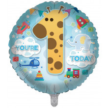 Foil Balloon Age 1 Giraffe 2 Designs Double Sided