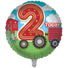 Foil Balloon Age 2 Boy Tractor 2 Designs Double Sided