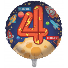 Foil Balloon Age 4 Boy Space 2 Designs Double Sided