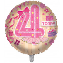 Foil Balloon Age 4 Girl Cake 2 Designs Double Sided