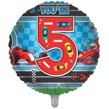 Foil Balloon Age 5 Boy Cars 2 Designs Double Sided