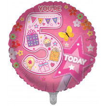 Foil Balloon Age 5 Girl Presents 2 Designs Double Sided