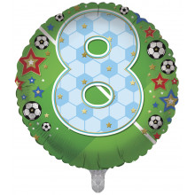 Foil Balloon Age 8 Boy Football 2 Designs Double Sided