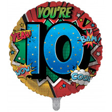 Foil Balloon Age 10 Boy Cool 2 Designs Double Sided
