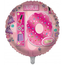 Foil Balloon Age 10 Girl Pink 2 Designs Double Sided