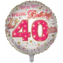 Foil Balloon Age 40 Female 2 Designs Double Sided