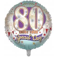 Foil Balloon Age 80 Unisex 2 Designs Double Sided