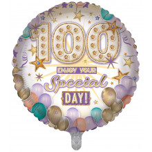 Foil Balloon Age 100 Unisex 2 Designs Double Sided