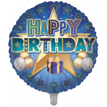 Foil Balloon Birthday Star Male 2 Designs Double Sided