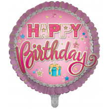 Foil Balloon Birthday Pink Text Female 2 Designs Double Sided