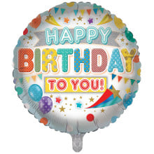 Foil Balloon Birthday Open Silver 2 Designs Double Sided
