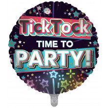 Foil Balloon Birthday Tick Tock Open 2 Designs Double Sided