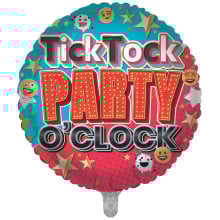 Foil Balloon Birthday Tick Tock Open 2 Designs Double Sided