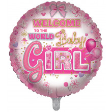 Foil Balloon It's A Girl Welcome 2 Designs Double Sided