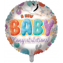 Foil Balloon Welcome Baby Neutral 2 Designs Double Sided