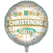 Foil Balloon Christening Neutral 2 Designs Double Sided