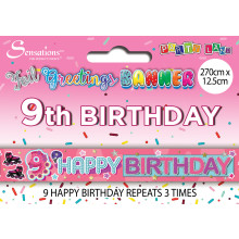 Party Banner 2.7m Age 9 Girl