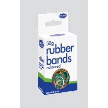 Coloured Rubber Bands 50gm Assorted Sizes