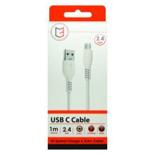 C3 High Speed USB C Type PVC Cable 1M 2.4 AMP