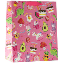 Gift Bag Party Time Pink Extra Large