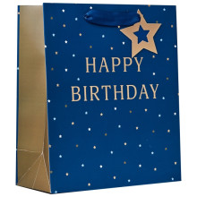 Gift Bag Happy Birthday Blue Medium