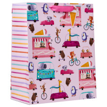 Gift Bag Wheelie Fun Pink Large