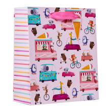 Gift Bag Wheelie Fun Pink Medium