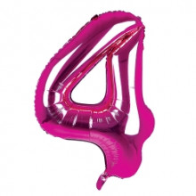 34" Dark Pink Number 4 Foil Balloon