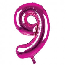 34" Dark Pink Number 9 Foil Balloon