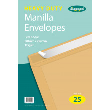 Diamond Value Heavy Duty Manilla Envelopes Peel & Seal 381x254mm