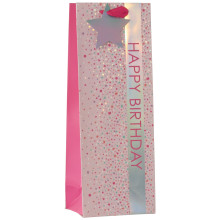 Gift Bag Bottle B/Day Confetti Pink