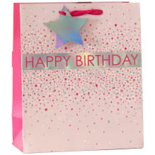 Gift Bag B/Day Confetti Pink Medium