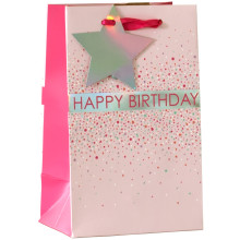Gift Bag B/Day Confetti Pink Small