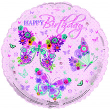 Foil Balloon Happy Birthday Butterfly Female 