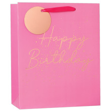 Gift Bag Happy Birthday Pink Medium