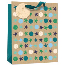 Gift Bag Kraft Spots & Stars Medium