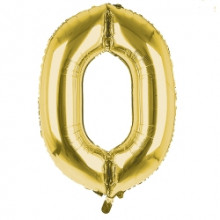 34" Gold Number 0 Foil Balloon