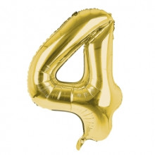 34" Gold Number 4 Foil Balloon