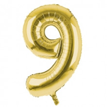 34" Gold Number 9 Foil Balloon