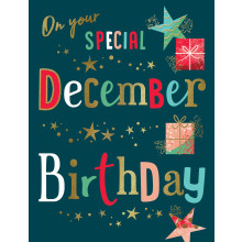 JXC3044 December Birthday Male Trad C50 Christmas Card H95099