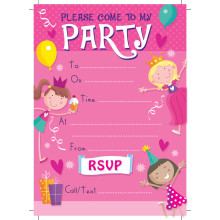 Hanging Pack 20 Sheets & Envelopes Party Invites Pink Girl