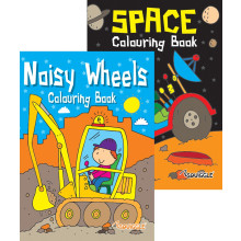 Space & Noisy Wheels Colouring Book