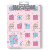 Flat Gift Wrap & Tags Pink Parcels F2627