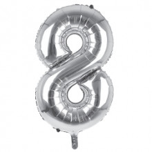 34" Silver Number 8 Foil Balloon