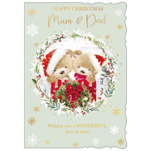 XE00332 Mum+Dad Cute 50 Christmas Cards