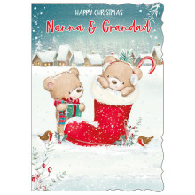 XE00335 Nanna+Grandad Cute 50 Christmas Card