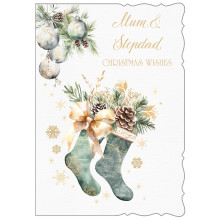 JXC2736 Mum & Stepdad Trad C50 Christmas Card X7029-5