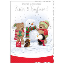 JXC2811 Sister & Boyfriend Cute C50 Christmas Card X7050-6